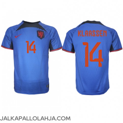 Alankomaat Davy Klaassen #14 Kopio Vieras Pelipaita MM-kisat 2022 Lyhyet Hihat